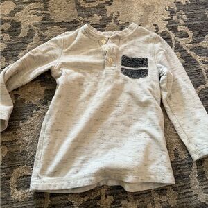 Cat & Jack Cream Henley Shirt with Black Pocket